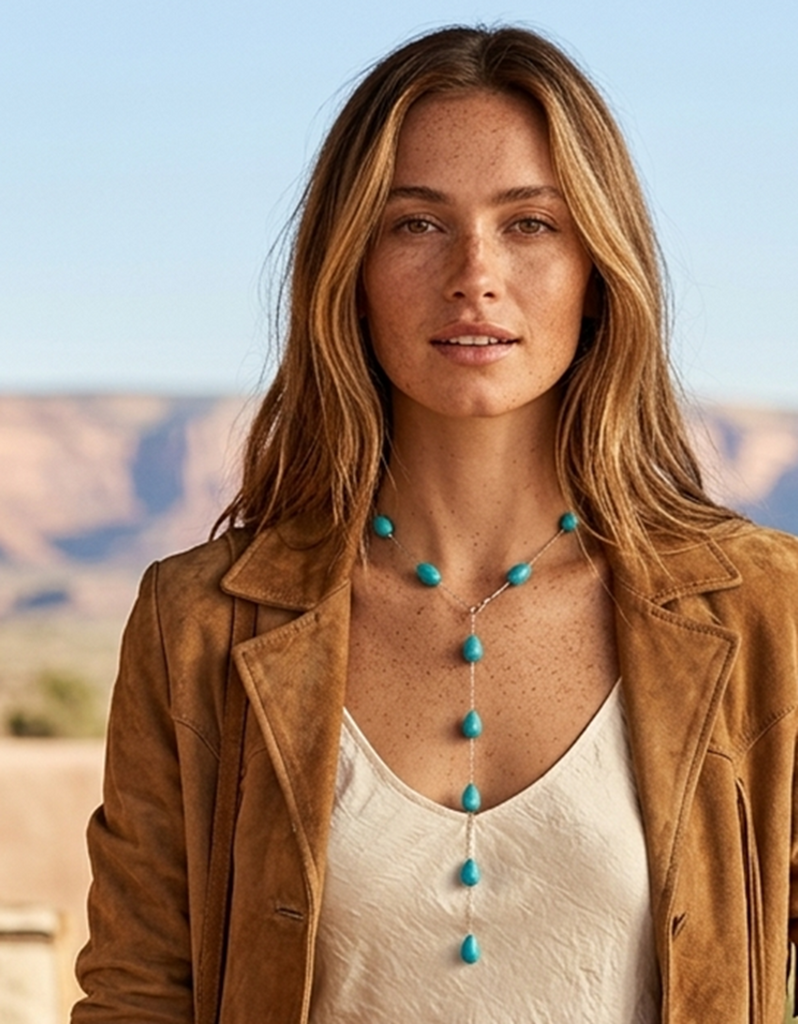 Turquoise Beaded Y-Shaped Necklace