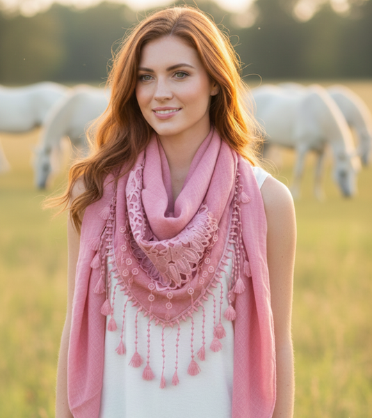 Sugar and Spice Fringe Laced Shawl Scarf
