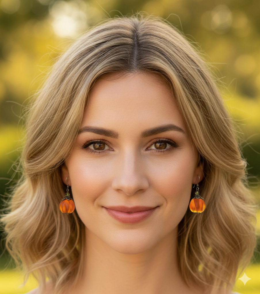 Feminine Petite Minimalist Fall Pumpkin Earrings