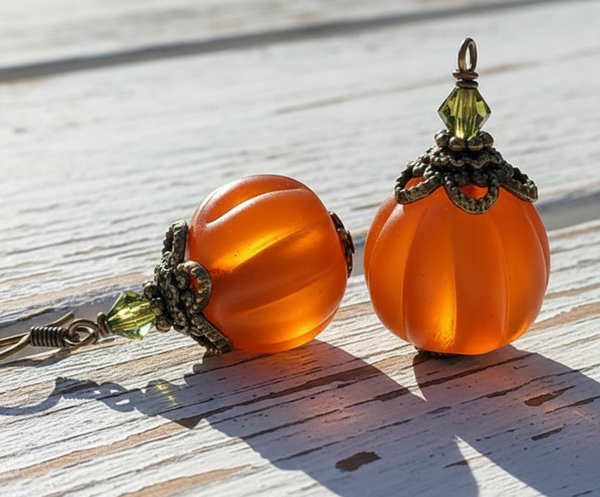 Feminine Petite Minimalist Fall Pumpkin Earrings