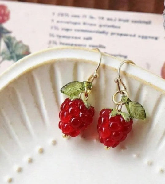 The Darn Cutest Raspberry Drop Earrings