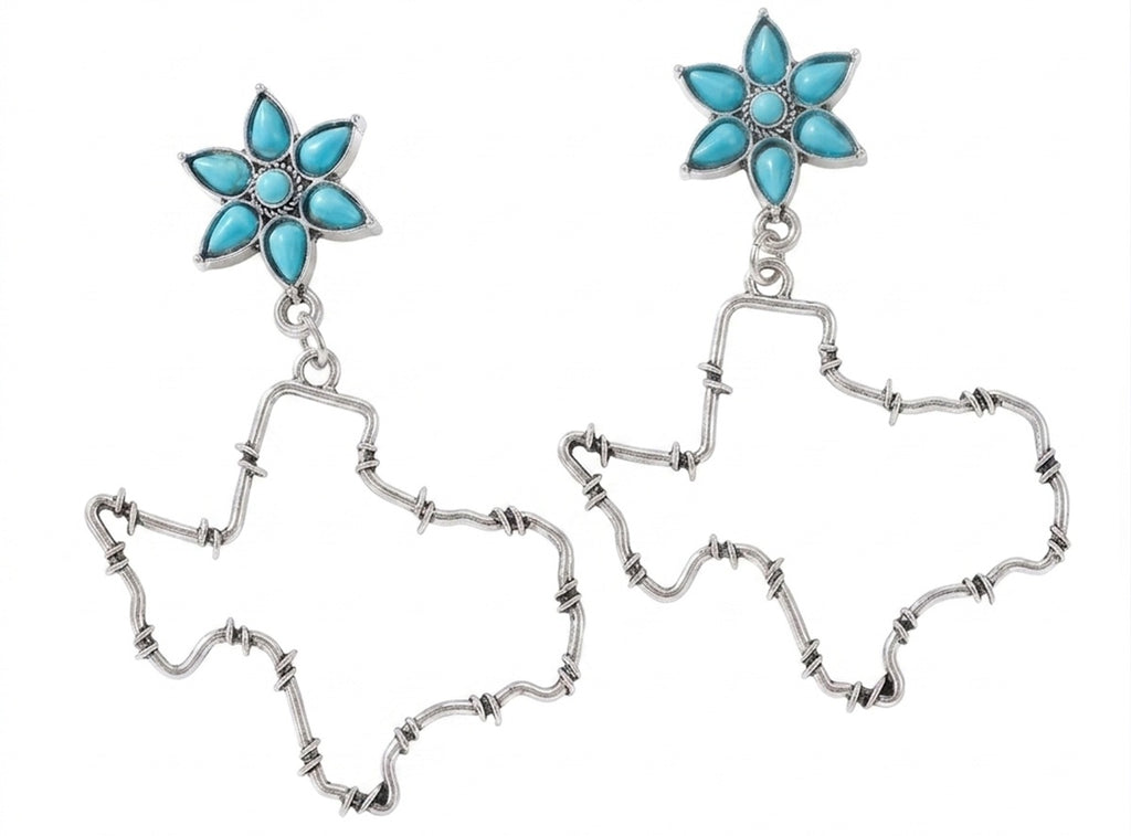 Texas Barb Wire Turquoise Dangle Earrings