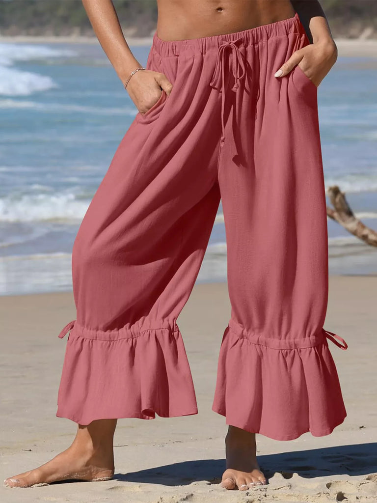 Barnyard Whispers Wide Leg Pants with Ruffle Hem
