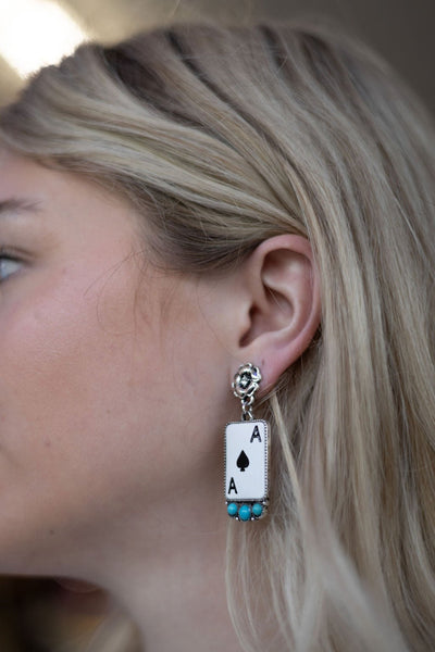 Ace of Spades Faux Turquoise Earrings
