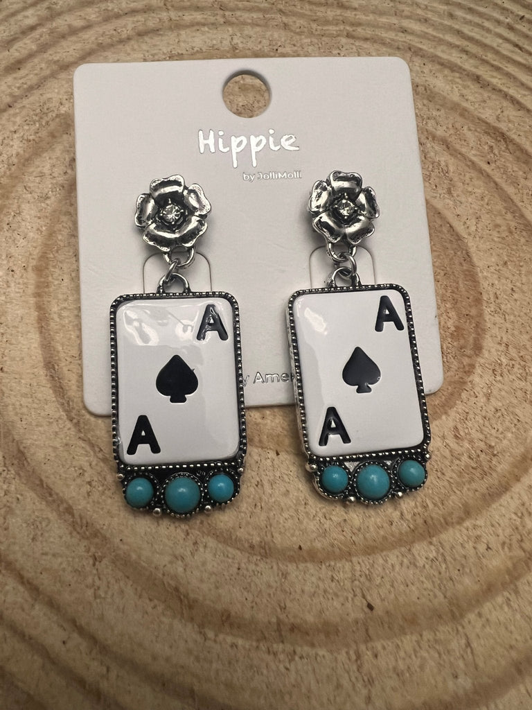 Ace of Spades Faux Turquoise Earrings