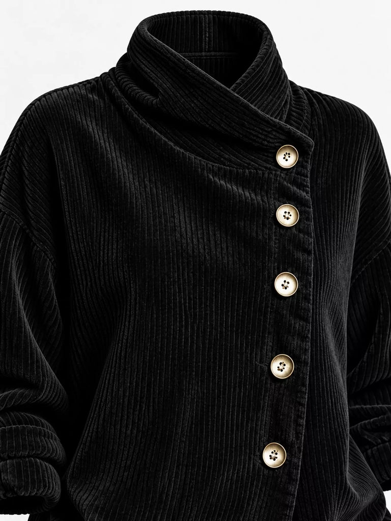 LaLa Asymmetric Button-Down Corduroy Jacket