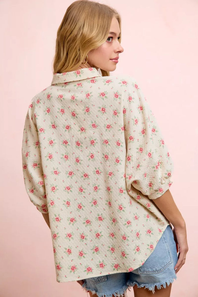 Floral Print Dolman Blouse Top by BiBi