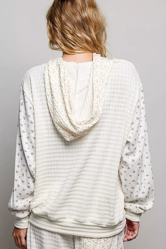 Mixed Knit Hoodie with Kangaroo Pocket by POL
