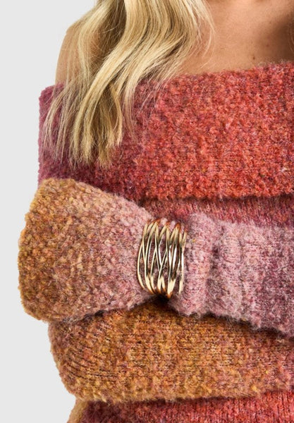 Gold Tone Cut Out Bangle