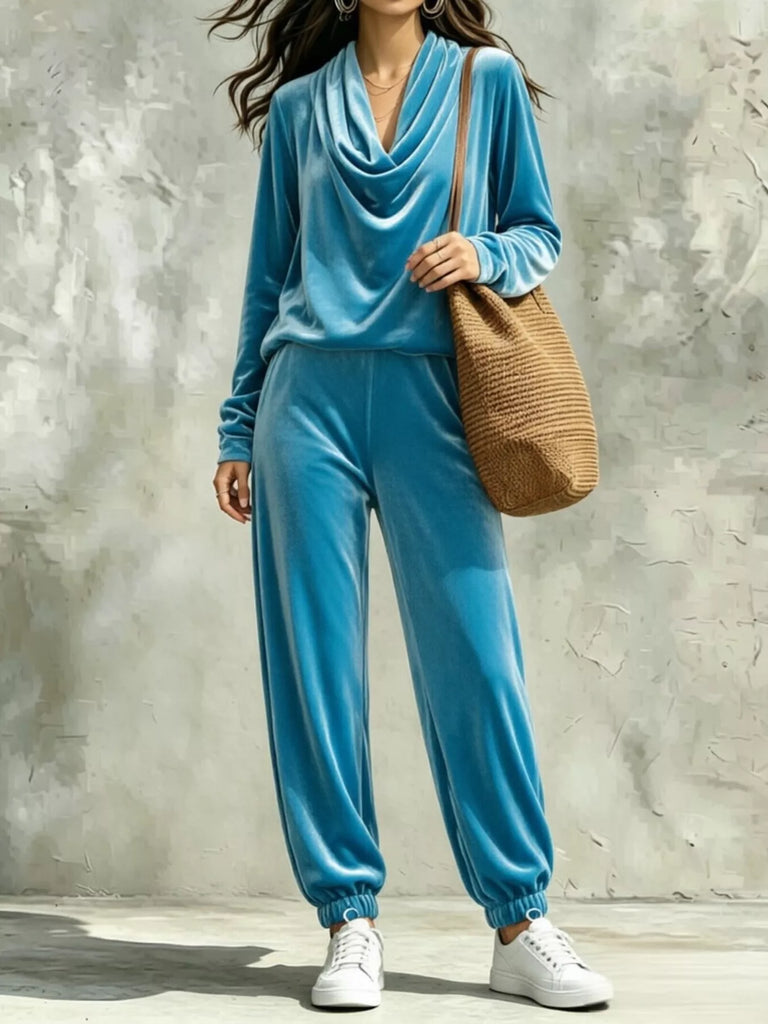 Backroads Cowl Neck Top and Joggers Set