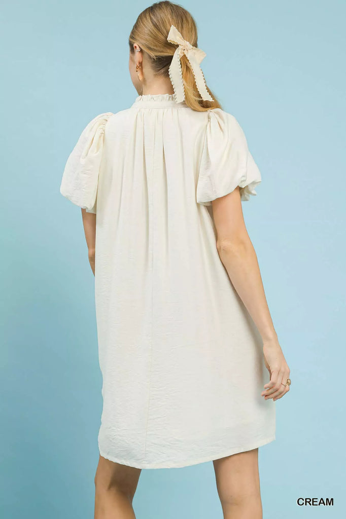 Floral Embroidered Puff Sleeve Mini Dress by Umgee