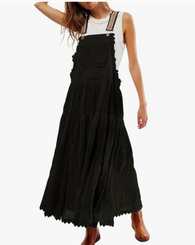 The Meadow Bib Lace Embroidered Maxi Dress