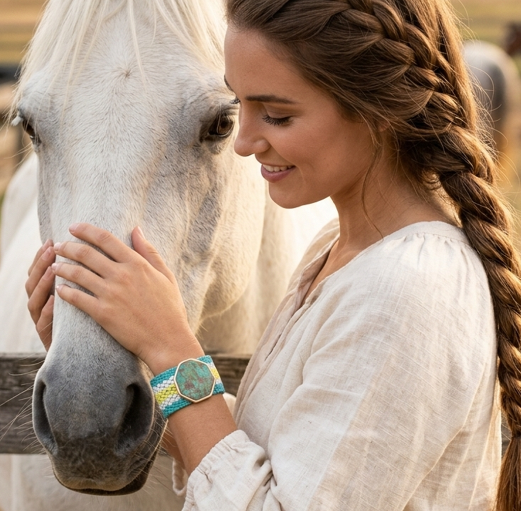 Blue Turquoise Woven Bracelet