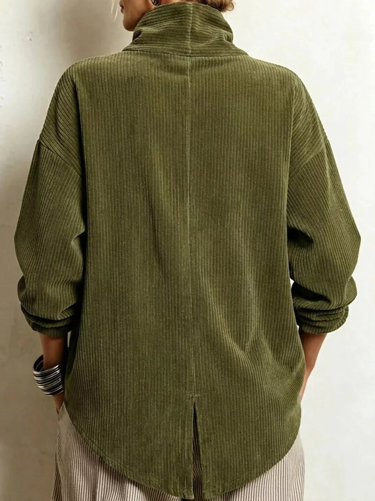 LaLa Asymmetric Button-Down Corduroy Jacket