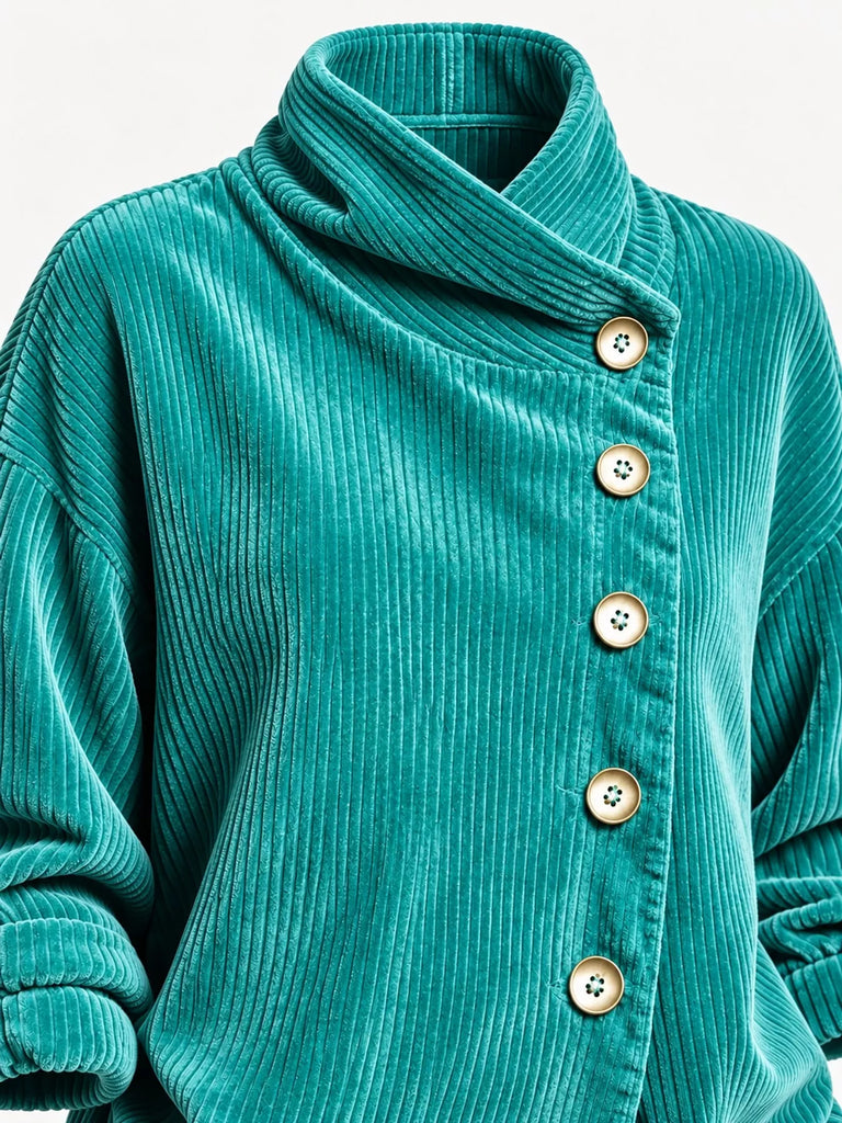 LaLa Asymmetric Button-Down Corduroy Jacket