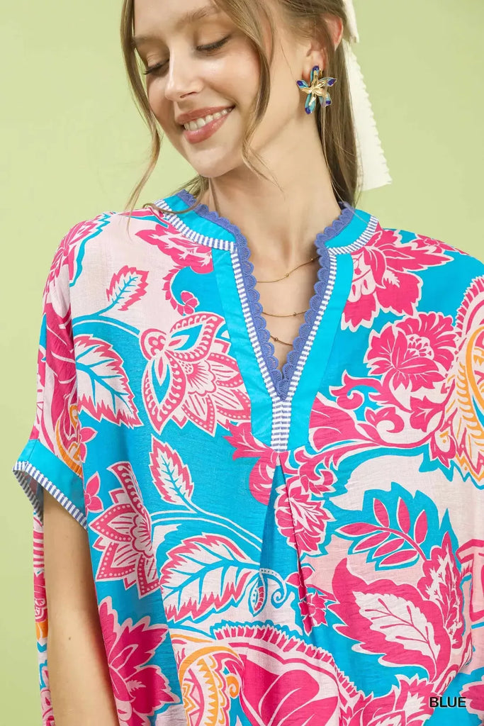 Abstract Print Oversized Top by Umgee