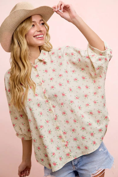 Floral Print Dolman Blouse Top by BiBi