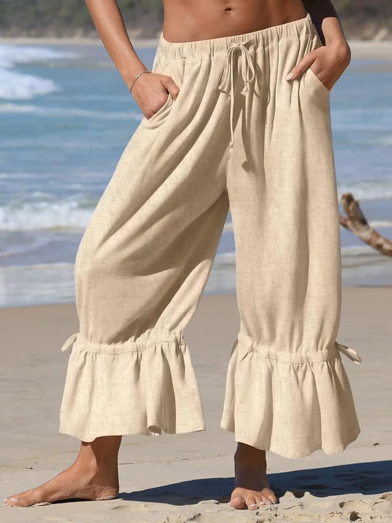 Barnyard Whispers Wide Leg Pants with Ruffle Hem