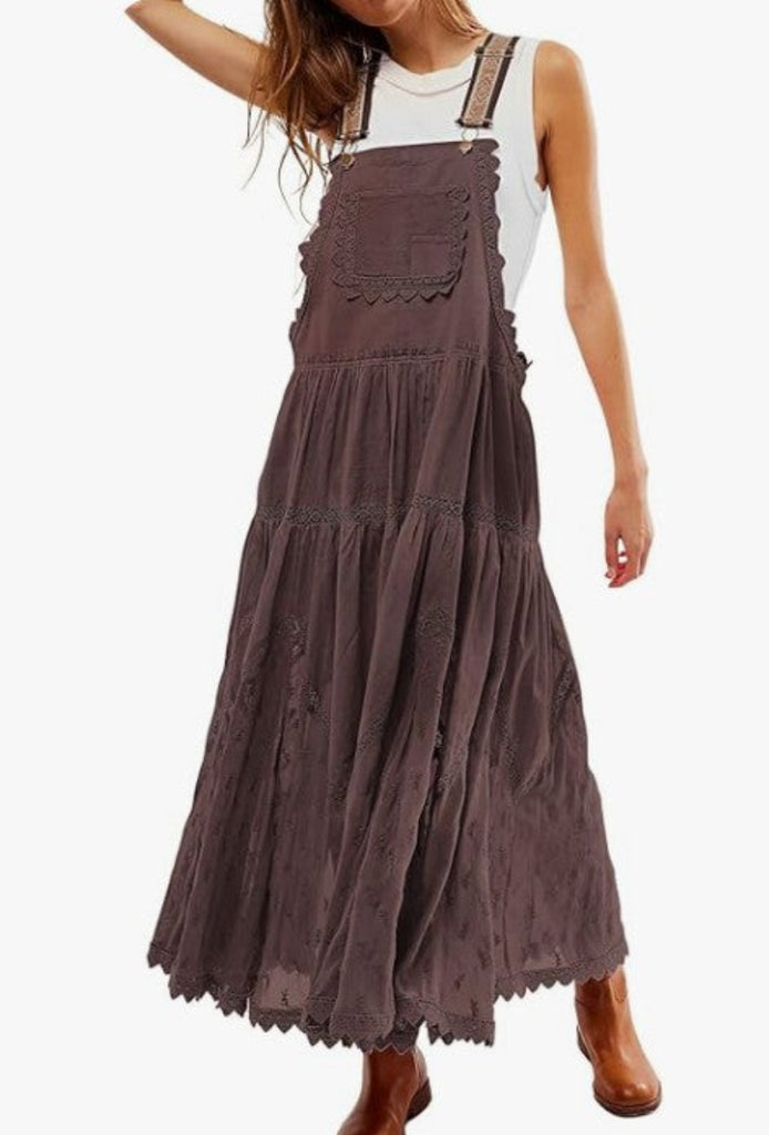 The Meadow Bib Lace Embroidered Maxi Dress