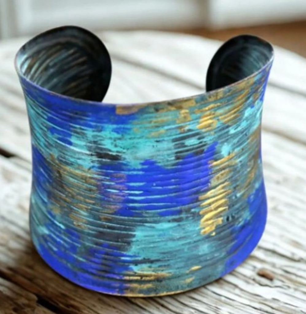 Peacock Pattern Wide Cuff Bracelet