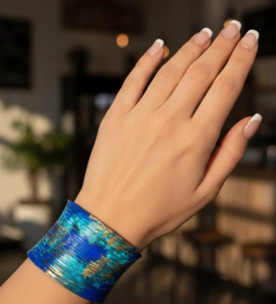 Peacock Pattern Wide Cuff Bracelet