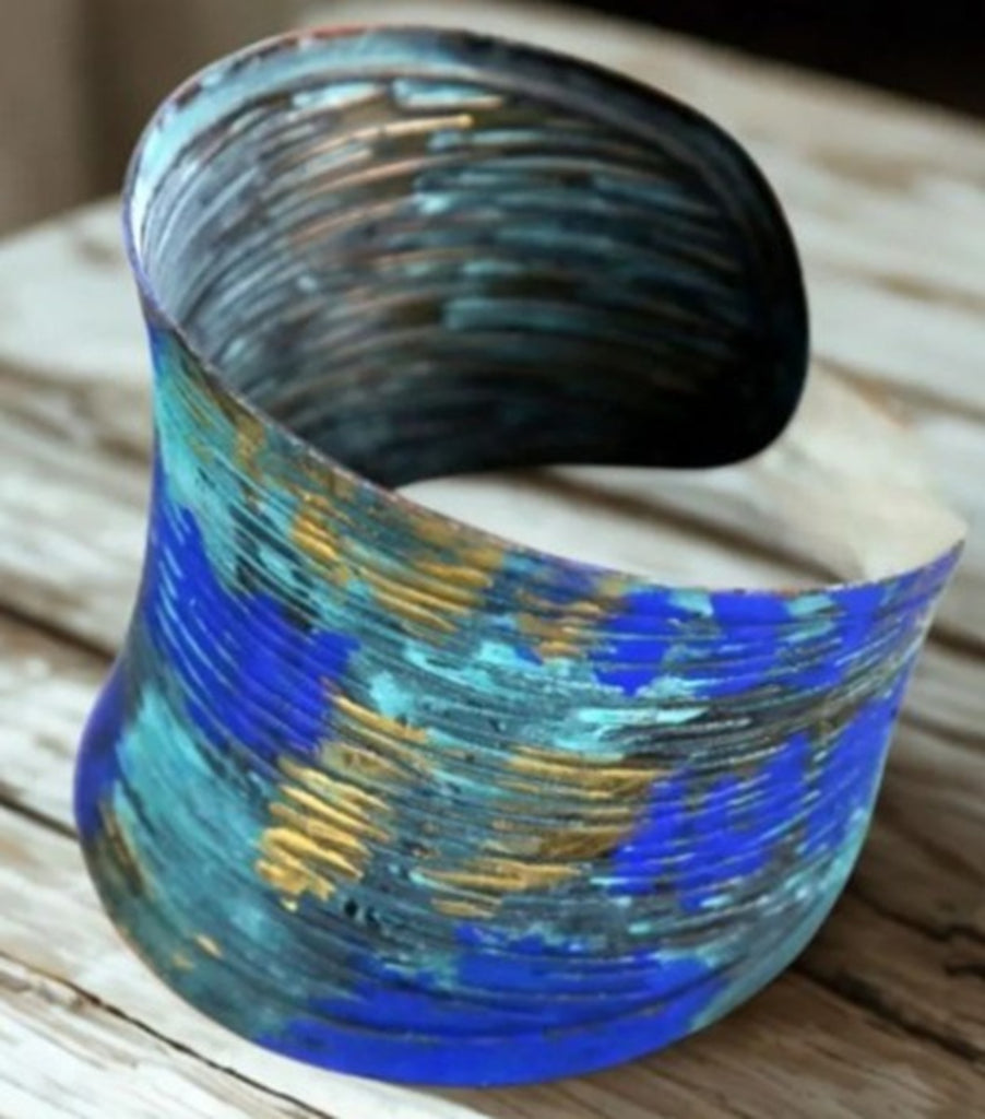 Peacock Pattern Wide Cuff Bracelet