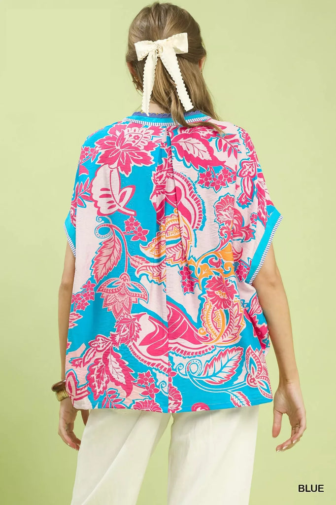 Abstract Print Oversized Top by Umgee