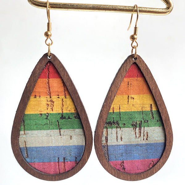 Wood Serape Teardrop Earrings