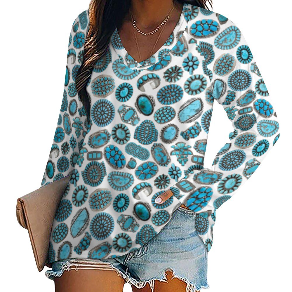 Turquoise Crazy Long Sleeve Top from Baha Ranch