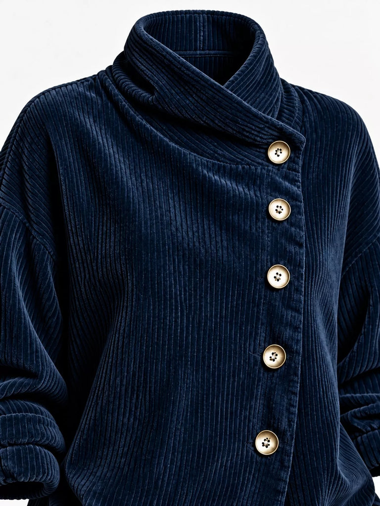 LaLa Asymmetric Button-Down Corduroy Jacket