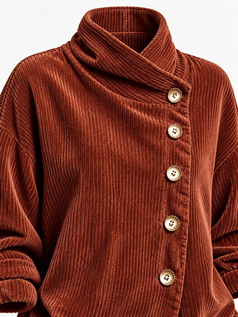 LaLa Asymmetric Button-Down Corduroy Jacket