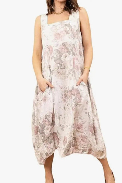 Pastel Rose Linen Dress by La Maison des Fibres Naturelles 