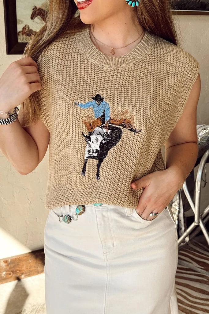 Yee! Haw! Embroidered Bronc Sweater