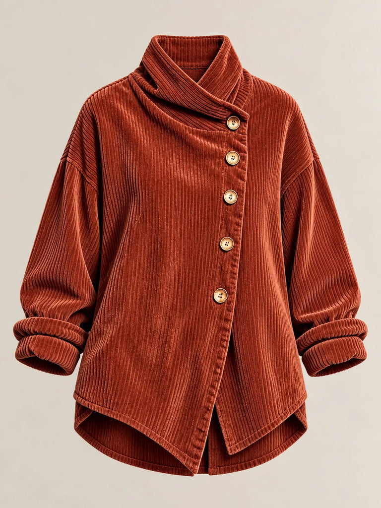 LaLa Asymmetric Button-Down Corduroy Jacket