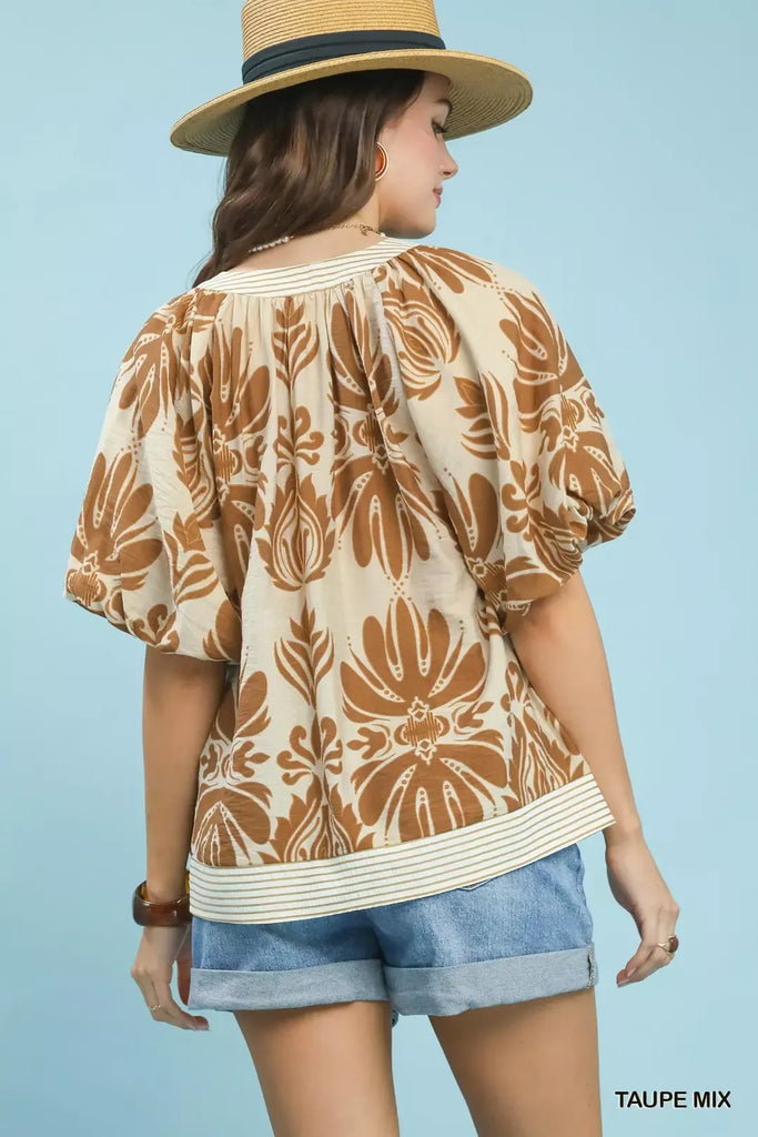 Mix Printed Top by Umgee