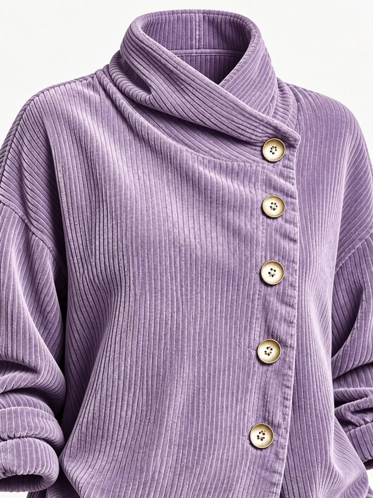 LaLa Asymmetric Button-Down Corduroy Jacket