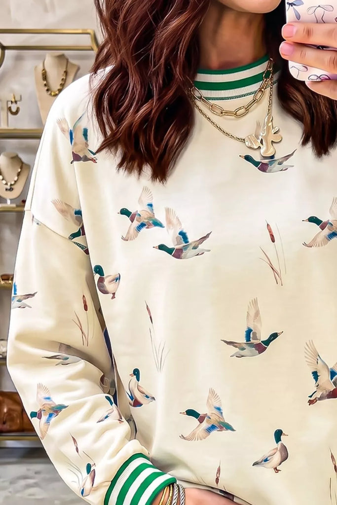 Meet Me at the Marsh Duck Print Sweatshirt