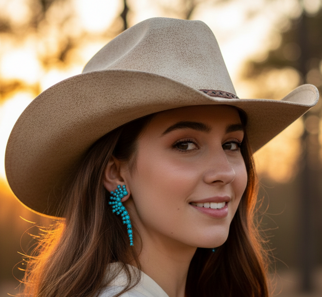 Turquoise Cluster Ear Climber Earrings