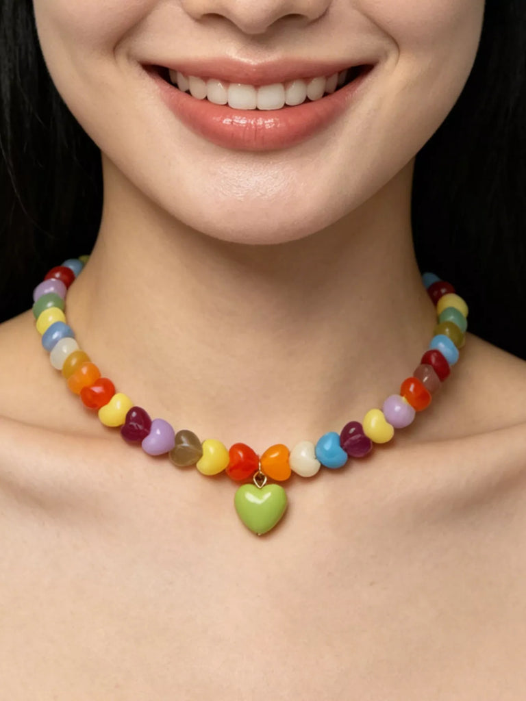 Lilly Colorful Heart Bead Necklace