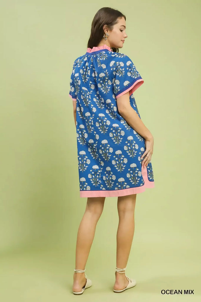 Printed Short Sleeve Shift Dress by Umgee