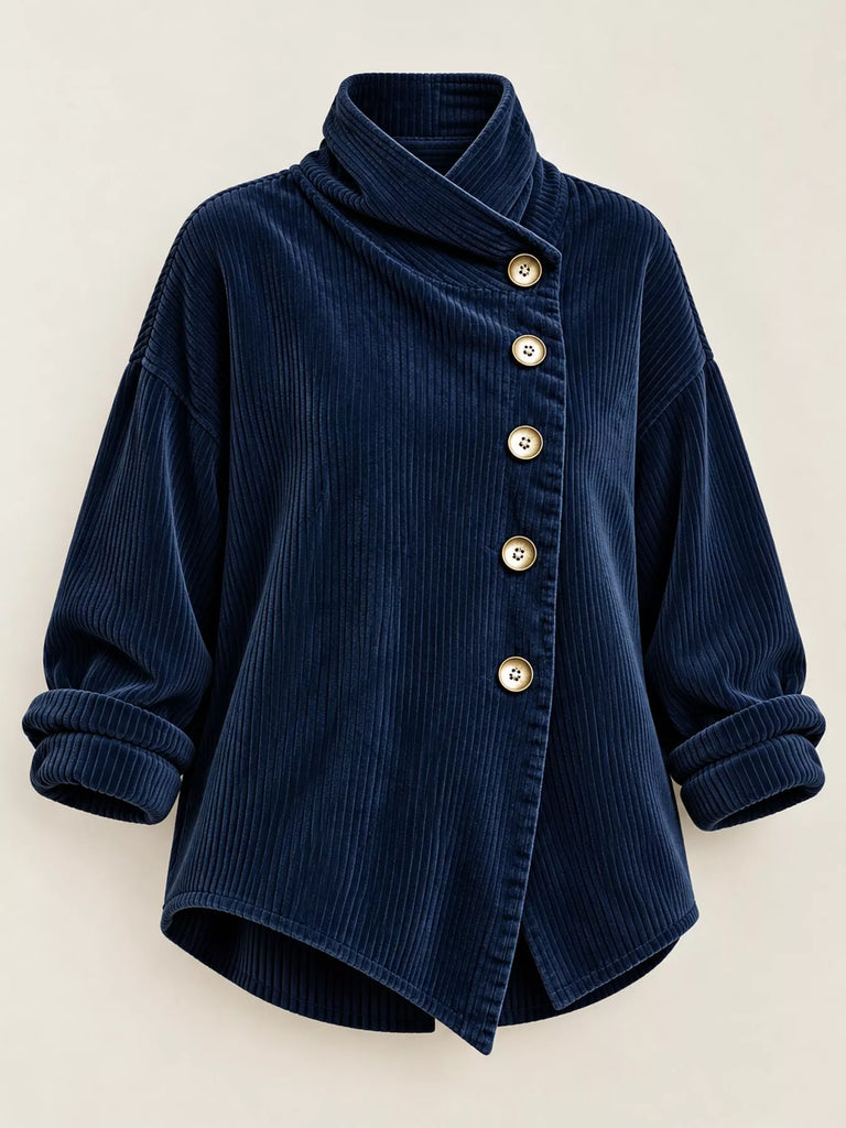 LaLa Asymmetric Button-Down Corduroy Jacket