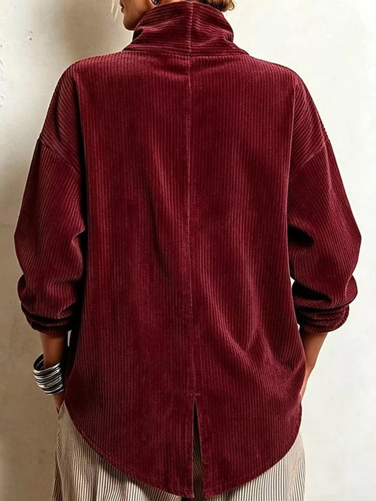 LaLa Asymmetric Button-Down Corduroy Jacket