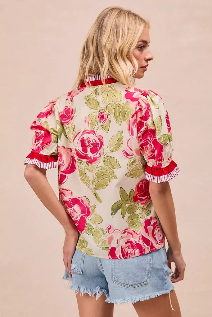 Floral Print Ruffled Blouse by BiBi