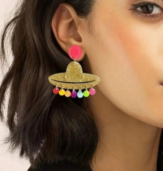 Cinco De Mayo Mexican Hat Earrings