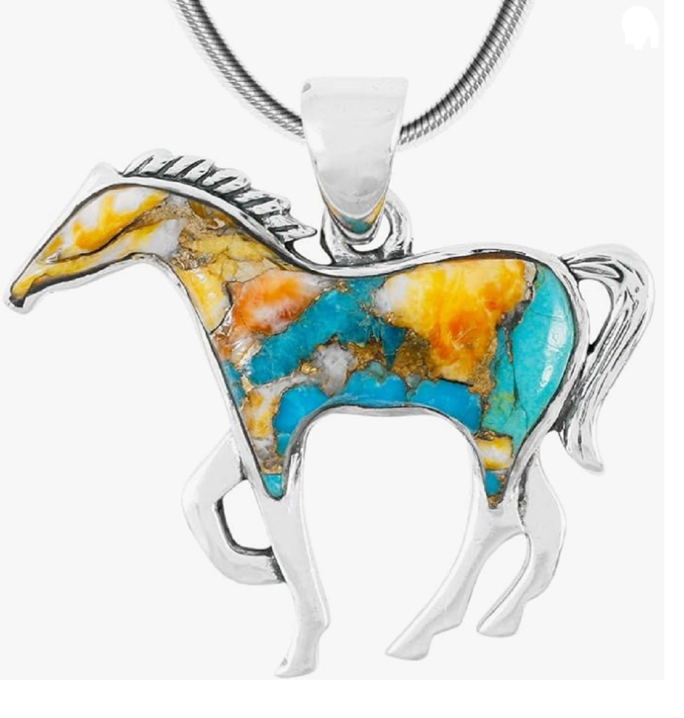 Turquoise Horse Pendant Necklace