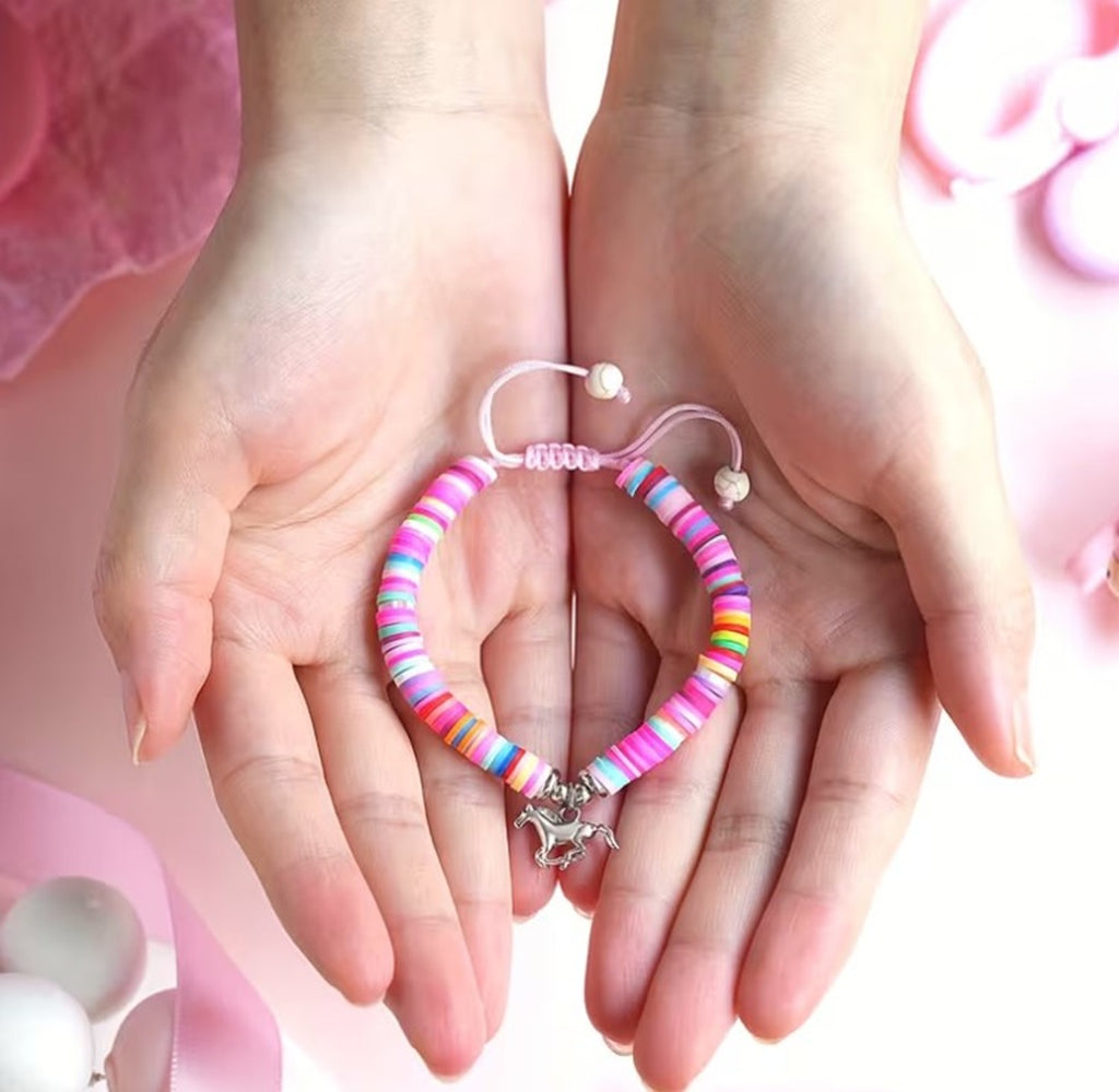Adjustable Horse Girl Gift Charm Bracelet with Inspirational Message Card