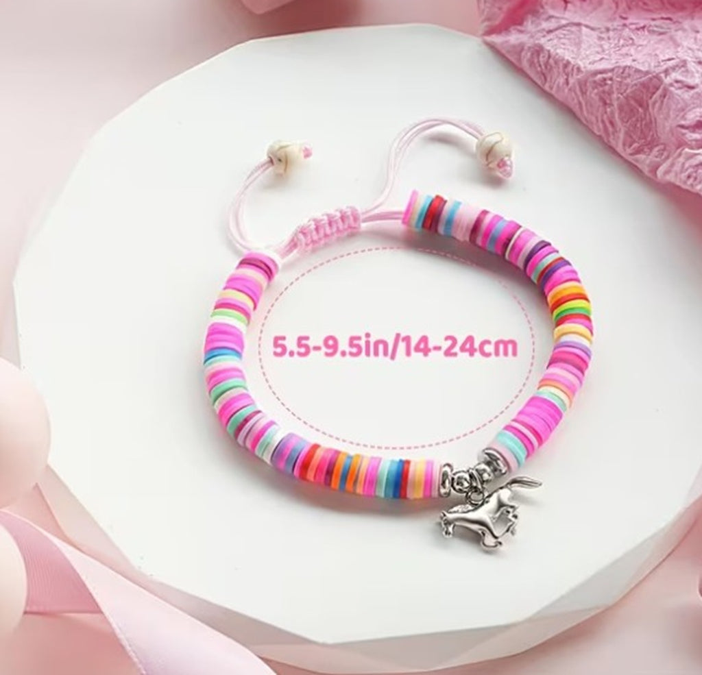 Adjustable Horse Girl Gift Charm Bracelet with Inspirational Message Card