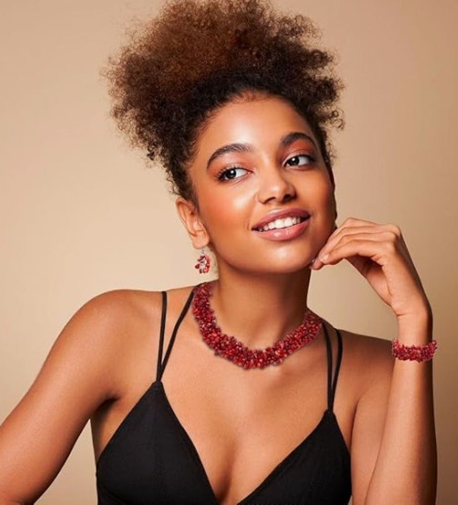 Chunky Red Coral Necklace Set