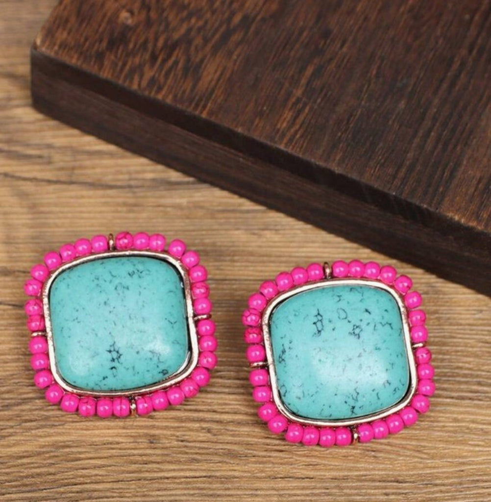 Not Your Mamas Pink Turquoise Earrings