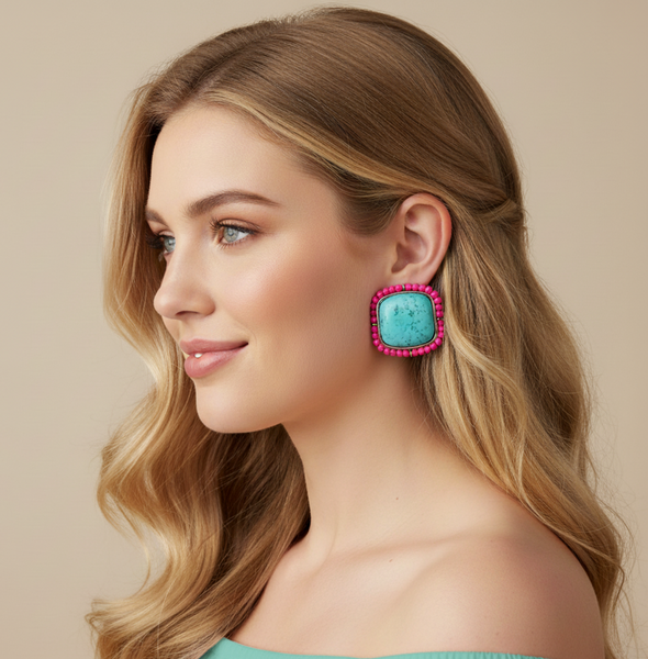 Not Your Mamas Pink Turquoise Earrings
